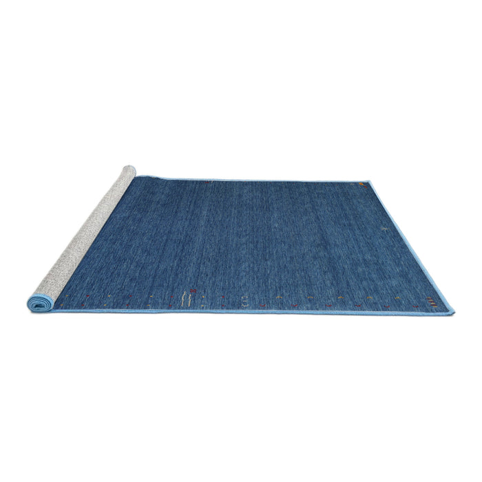 Serging Thickness of Machine Washable Contemporary Blueberry Blue Rug, wshcon1085