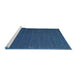 Serging Thickness of Machine Washable Contemporary Blueberry Blue Rug, wshcon1085