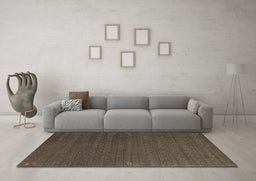 Machine Washable Abstract Brown Contemporary Rug in a Living Room,, wshcon1085brn