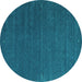 Round Abstract Turquoise Contemporary Rug, con1085turq