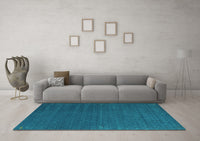 Machine Washable Abstract Turquoise Contemporary Rug, wshcon1085turq