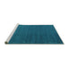 Sideview of Machine Washable Abstract Turquoise Contemporary Area Rugs, wshcon1085turq