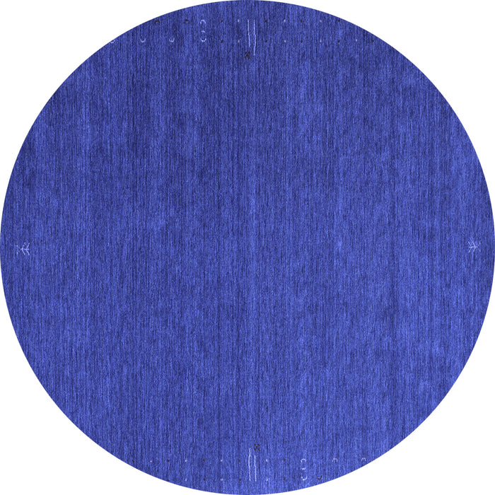 Round Abstract Blue Contemporary Rug, con1085blu