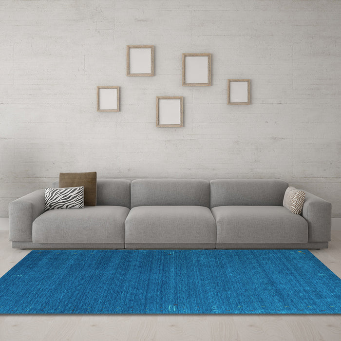 Machine Washable Abstract Light Blue Contemporary Rug in a Living Room, wshcon1085lblu