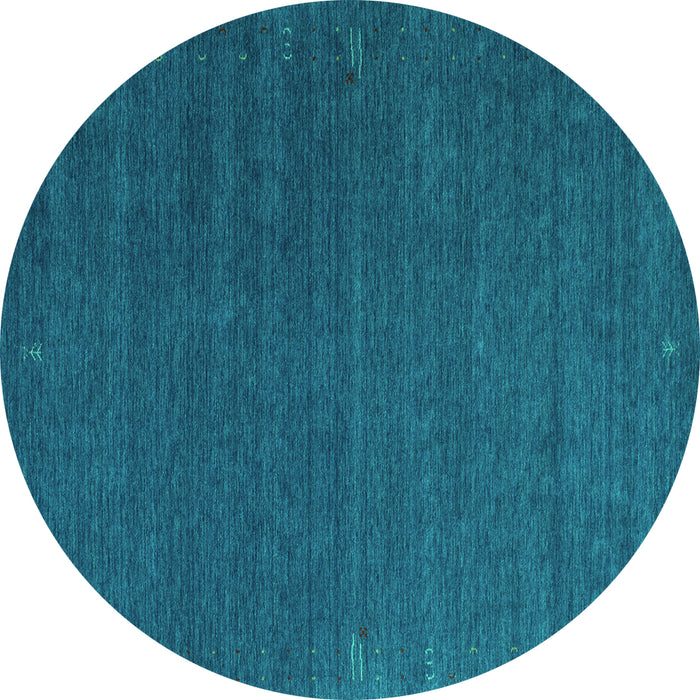 Round Machine Washable Abstract Turquoise Contemporary Area Rugs, wshcon1085turq
