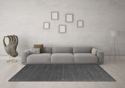 Machine Washable Abstract Gray Contemporary Rug in a Living Room,, wshcon1085gry