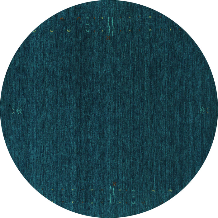 Round Machine Washable Abstract Turquoise Contemporary Area Rugs, wshcon1086turq