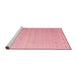 Serging Thickness of Machine Washable Contemporary Pastel Pink Rug, wshcon1087