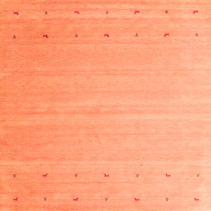 Round Machine Washable Abstract Orange Contemporary Area Rugs, wshcon1087org