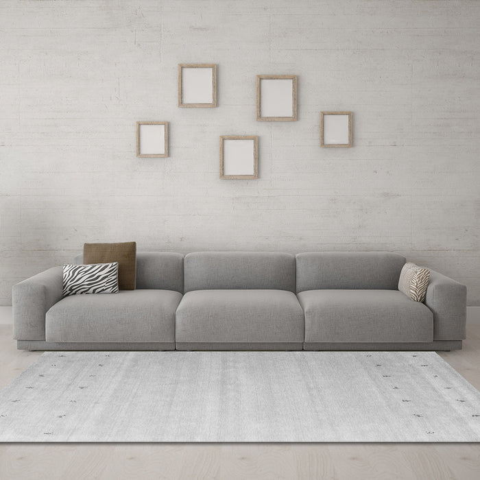 Machine Washable Abstract Gray Contemporary Rug in a Living Room,, wshcon1087gry