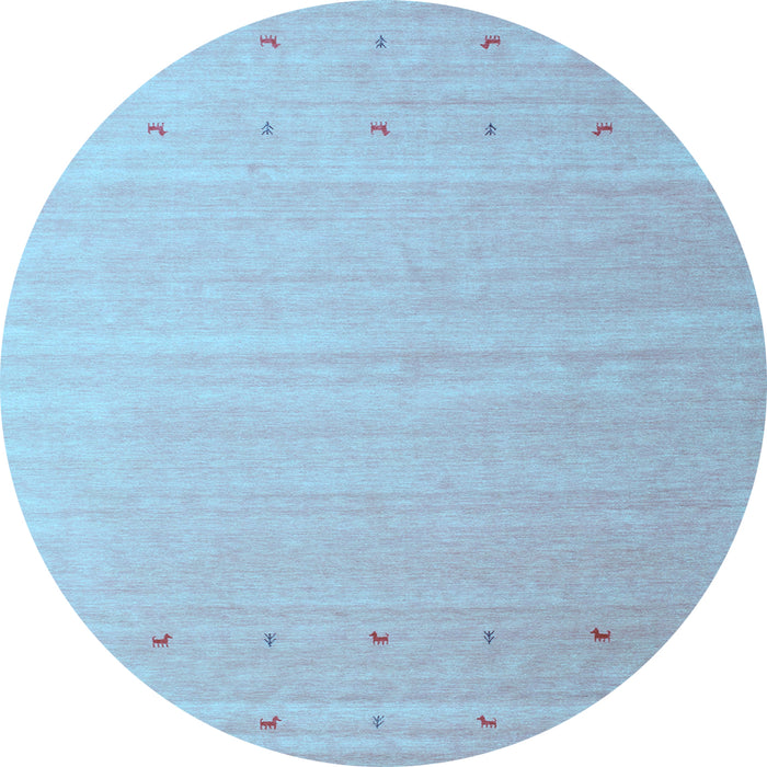 Round Machine Washable Abstract Light Blue Contemporary Rug, wshcon1087lblu