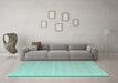 Machine Washable Abstract Turquoise Contemporary Area Rugs in a Living Room,, wshcon1087turq