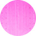 Round Abstract Pink Contemporary Rug, con1087pnk