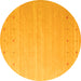 Round Abstract Yellow Contemporary Rug, con1087yw