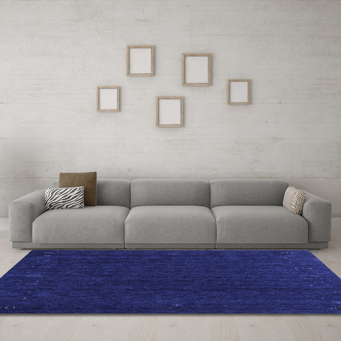 Machine Washable Abstract Blue Contemporary Rug in a Living Room, wshcon1088blu