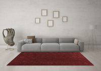 Machine Washable Abstract Red Contemporary Rug, wshcon1088red