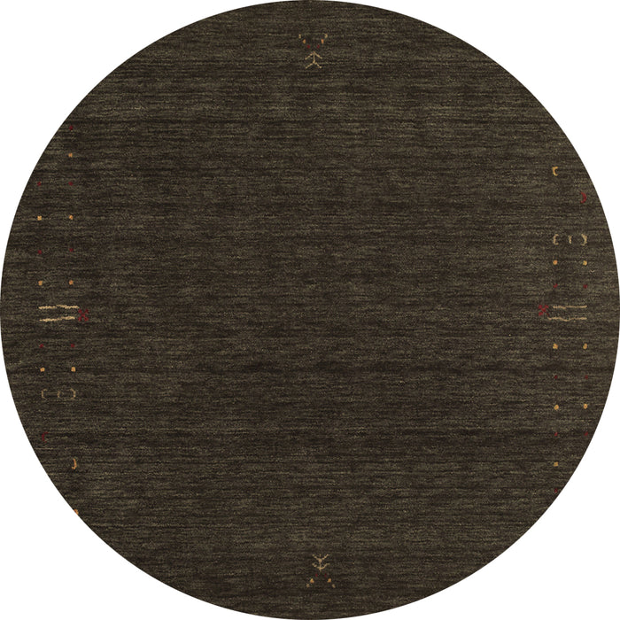 Round Machine Washable Abstract Brown Contemporary Rug, wshcon1088brn