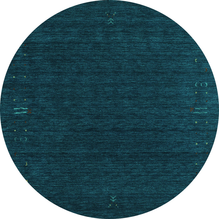 Round Machine Washable Abstract Turquoise Contemporary Area Rugs, wshcon1088turq