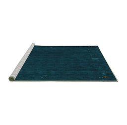 Sideview of Machine Washable Abstract Turquoise Contemporary Area Rugs, wshcon1088turq