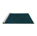 Sideview of Machine Washable Abstract Turquoise Contemporary Area Rugs, wshcon1088turq