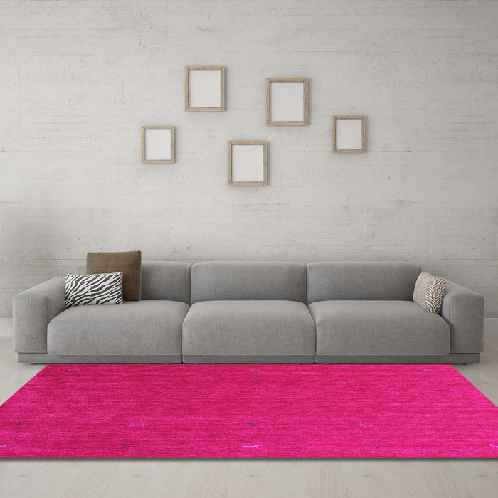 Machine Washable Abstract Pink Contemporary Rug in a Living Room, wshcon1089pnk