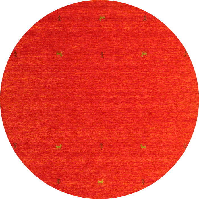 Round Abstract Yellow Contemporary Rug, con1089yw