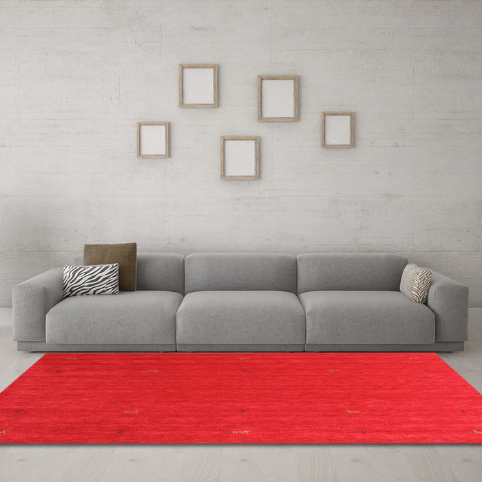 Machine Washable Abstract Orange Contemporary Area Rugs in a Living Room, wshcon1089org