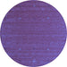 Round Abstract Blue Contemporary Rug, con1089blu