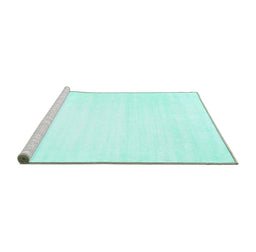 Sideview of Machine Washable Solid Turquoise Modern Area Rugs, wshcon108turq