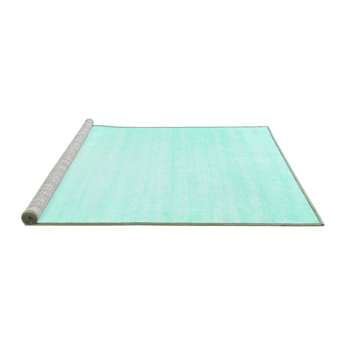 Sideview of Machine Washable Solid Turquoise Modern Area Rugs, wshcon108turq