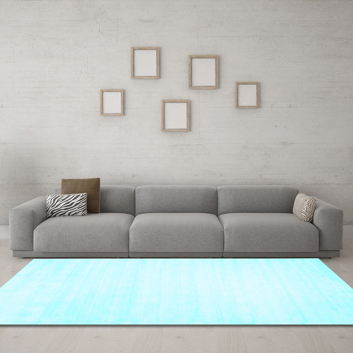 Machine Washable Solid Light Blue Modern Rug in a Living Room, wshcon108lblu