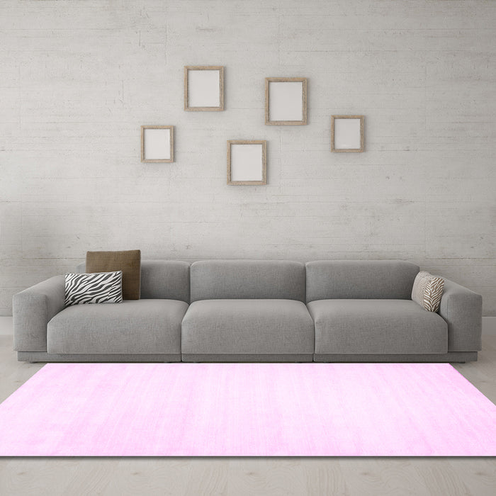 Machine Washable Solid Pink Modern Rug in a Living Room, wshcon108pnk