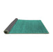 Sideview of Abstract Turquoise Contemporary Rug, con1090turq