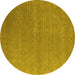 Round Abstract Yellow Contemporary Rug, con1090yw