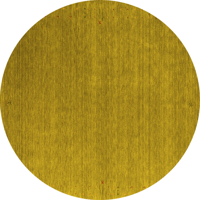 Round Machine Washable Abstract Yellow Contemporary Rug, wshcon1090yw