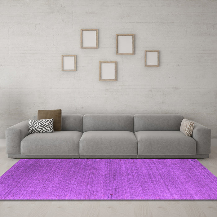 Machine Washable Abstract Purple Contemporary Area Rugs in a Living Room, wshcon1090pur