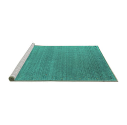 Sideview of Machine Washable Abstract Turquoise Contemporary Area Rugs, wshcon1090turq