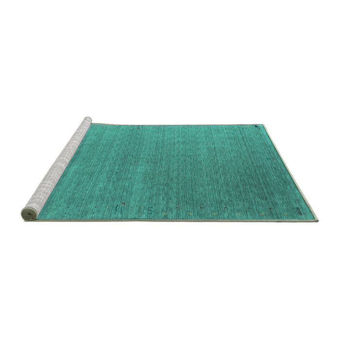 Sideview of Machine Washable Abstract Turquoise Contemporary Area Rugs, wshcon1090turq