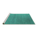 Sideview of Machine Washable Abstract Turquoise Contemporary Area Rugs, wshcon1090turq