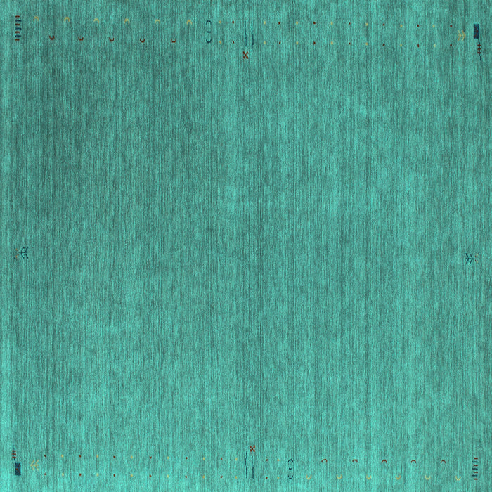 Square Machine Washable Abstract Turquoise Contemporary Area Rugs, wshcon1090turq