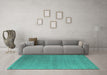 Machine Washable Abstract Turquoise Contemporary Area Rugs in a Living Room,, wshcon1090turq