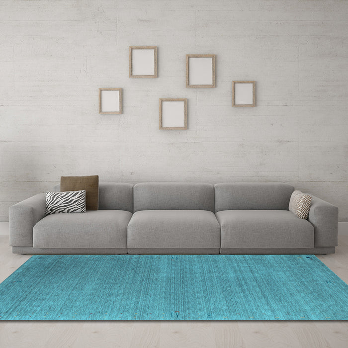 Machine Washable Abstract Light Blue Contemporary Rug in a Living Room, wshcon1090lblu