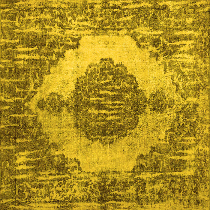 Square Machine Washable Abstract Yellow Contemporary Rug, wshcon1091yw