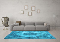 Machine Washable Abstract Light Blue Contemporary Rug, wshcon1091lblu