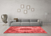 Machine Washable Abstract Red Contemporary Rug, wshcon1091red