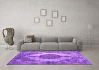 Machine Washable Abstract Purple Contemporary Rug, wshcon1091pur