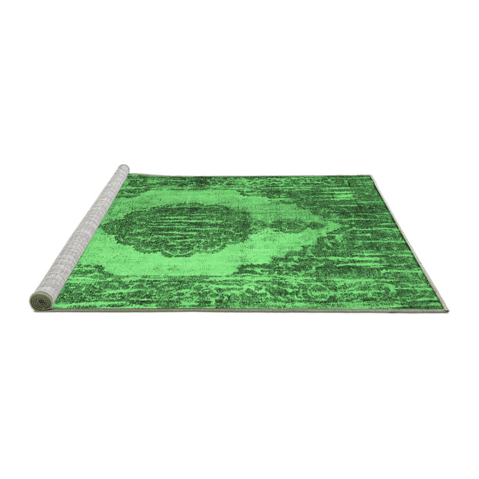 Sideview of Machine Washable Abstract Emerald Green Contemporary Area Rugs, wshcon1091emgrn
