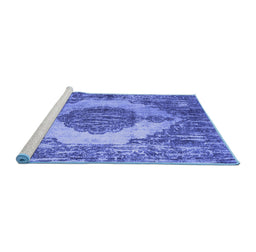 Sideview of Machine Washable Abstract Blue Contemporary Rug, wshcon1091blu