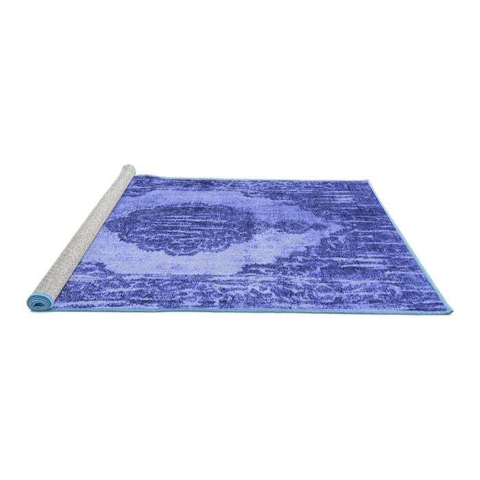 Sideview of Machine Washable Abstract Blue Contemporary Rug, wshcon1091blu