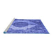 Sideview of Machine Washable Abstract Blue Contemporary Rug, wshcon1091blu